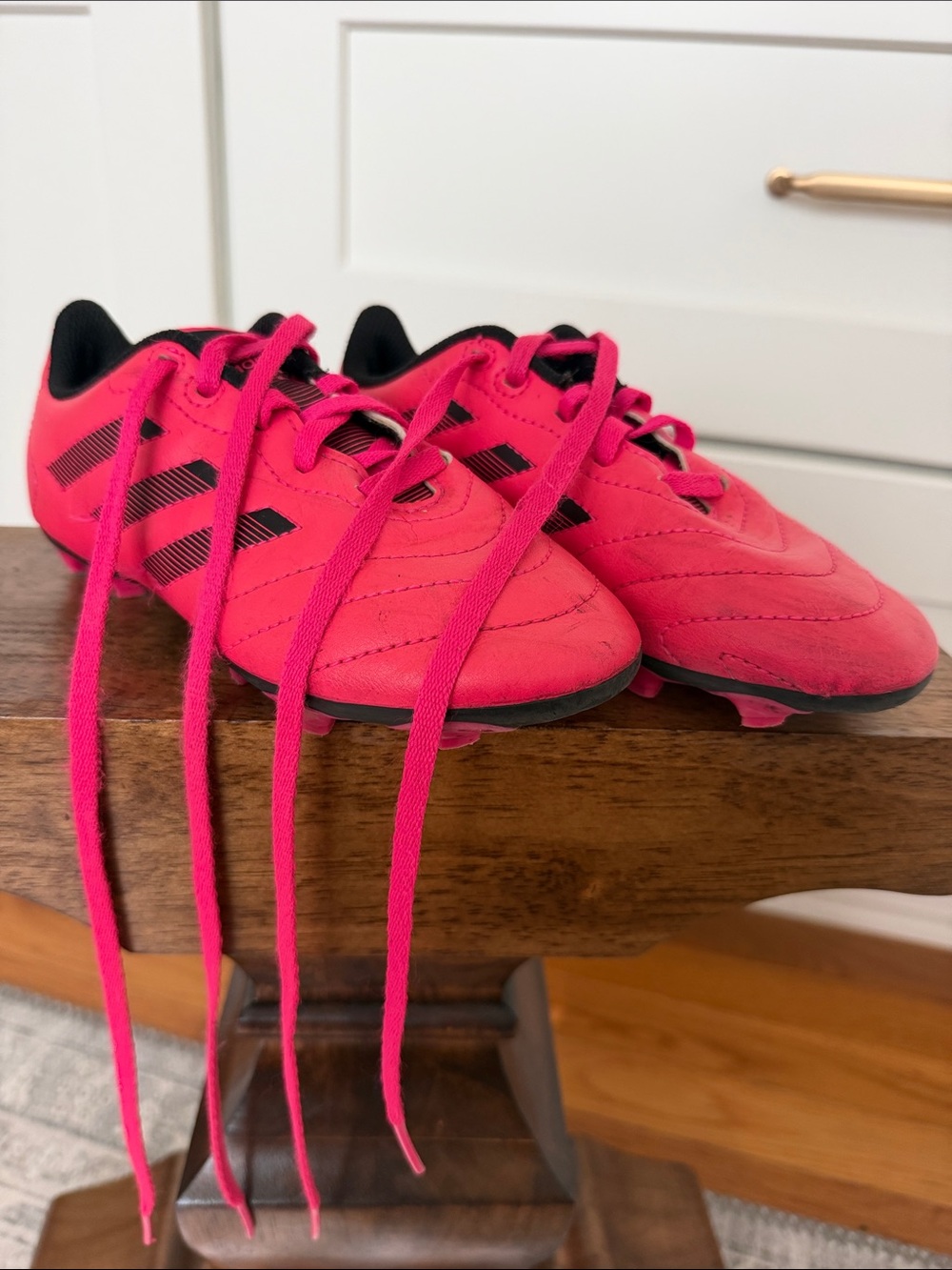 adidas Kids Pink and Black Soccer Cleats